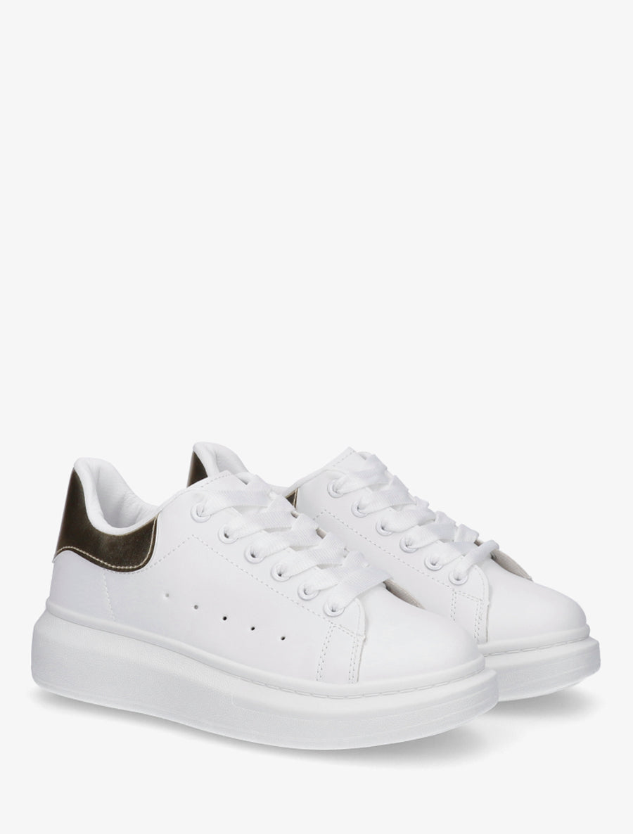 Baskets à contrefort contrastant - Blanc/or - 4