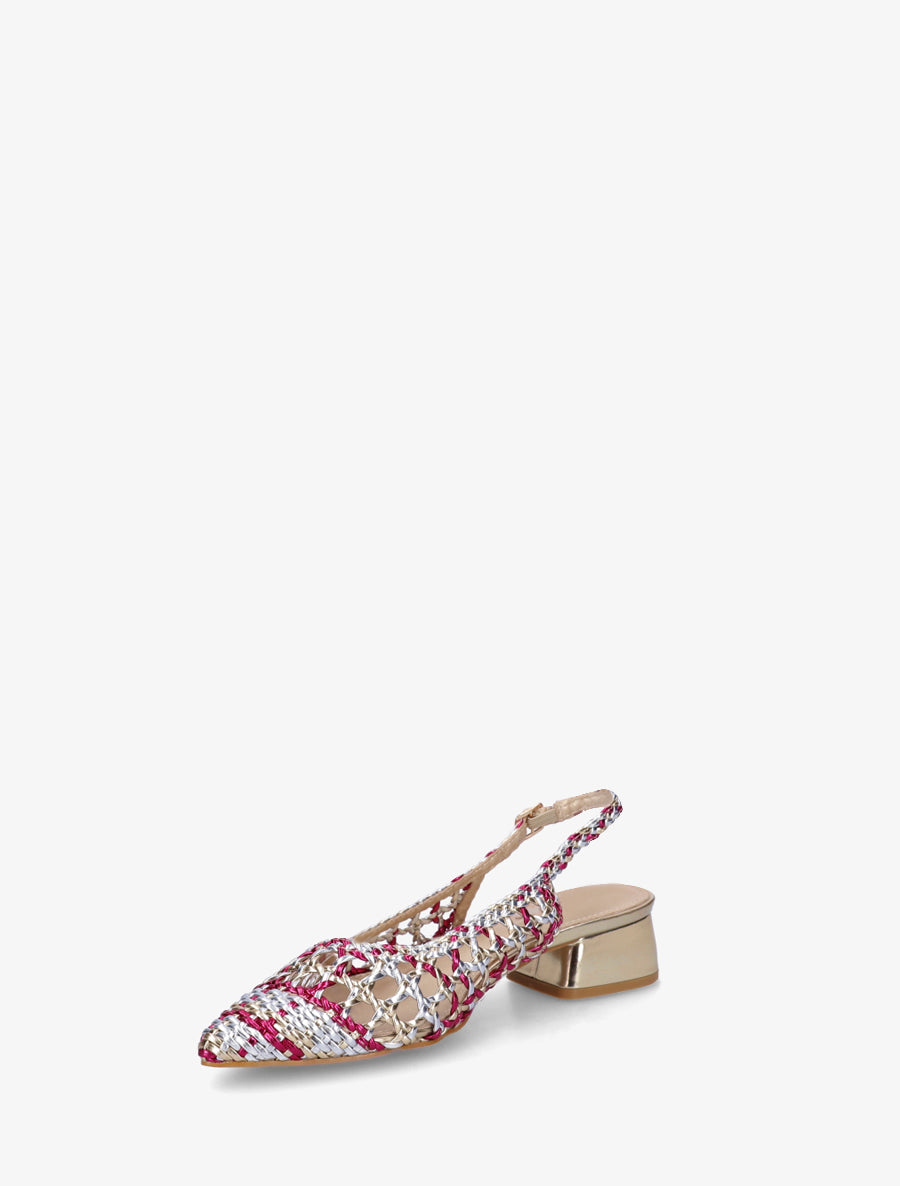 Ballerines tressées à talon bloc - Fushia - 3