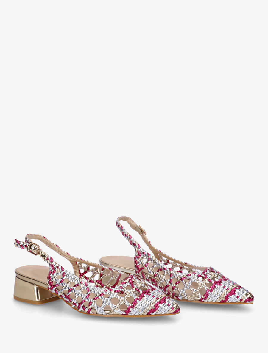 Ballerines tressées à talon bloc - Fushia - 4