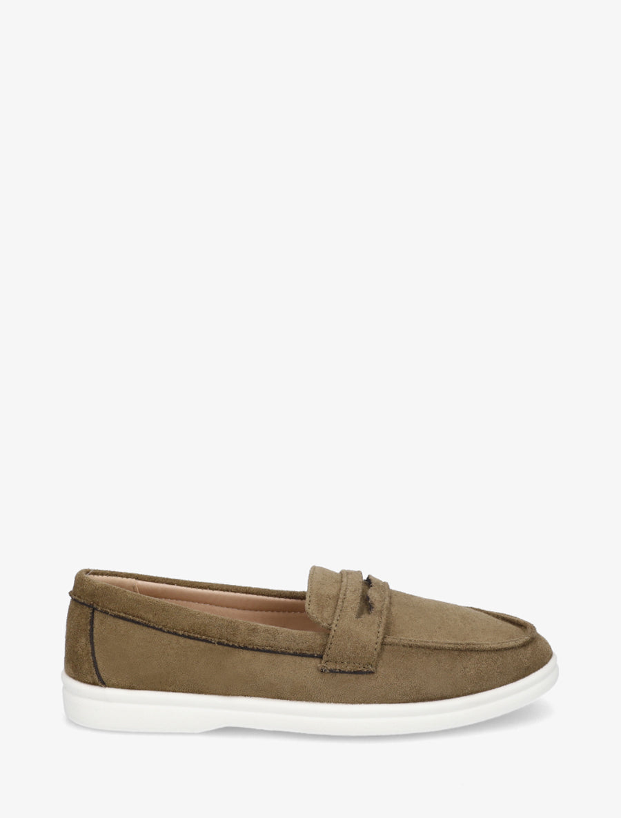 Mocassins unis en suédine - Kaki - 1