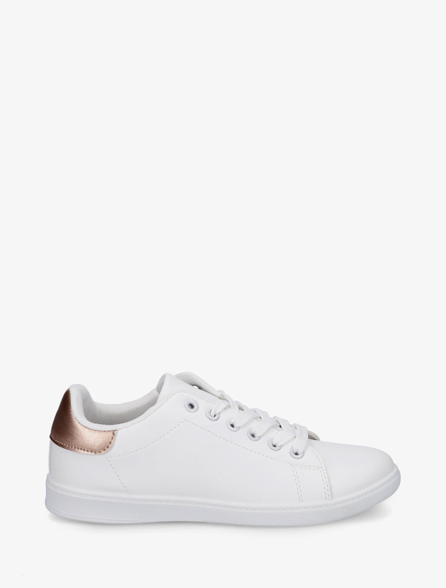Sneakers basiques en simili - Doré rose - 1