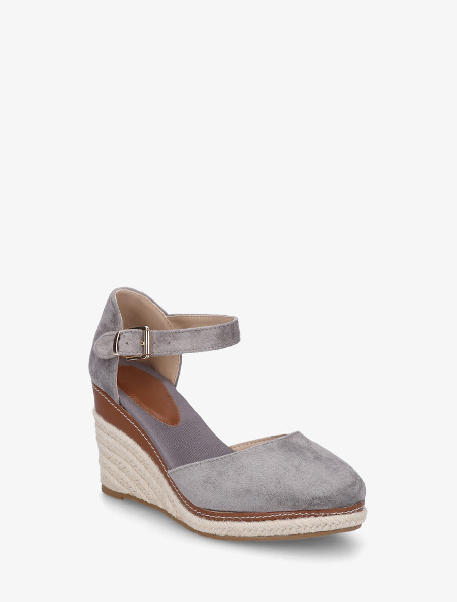 Espadrilles compensées en suédine - Gris - 2