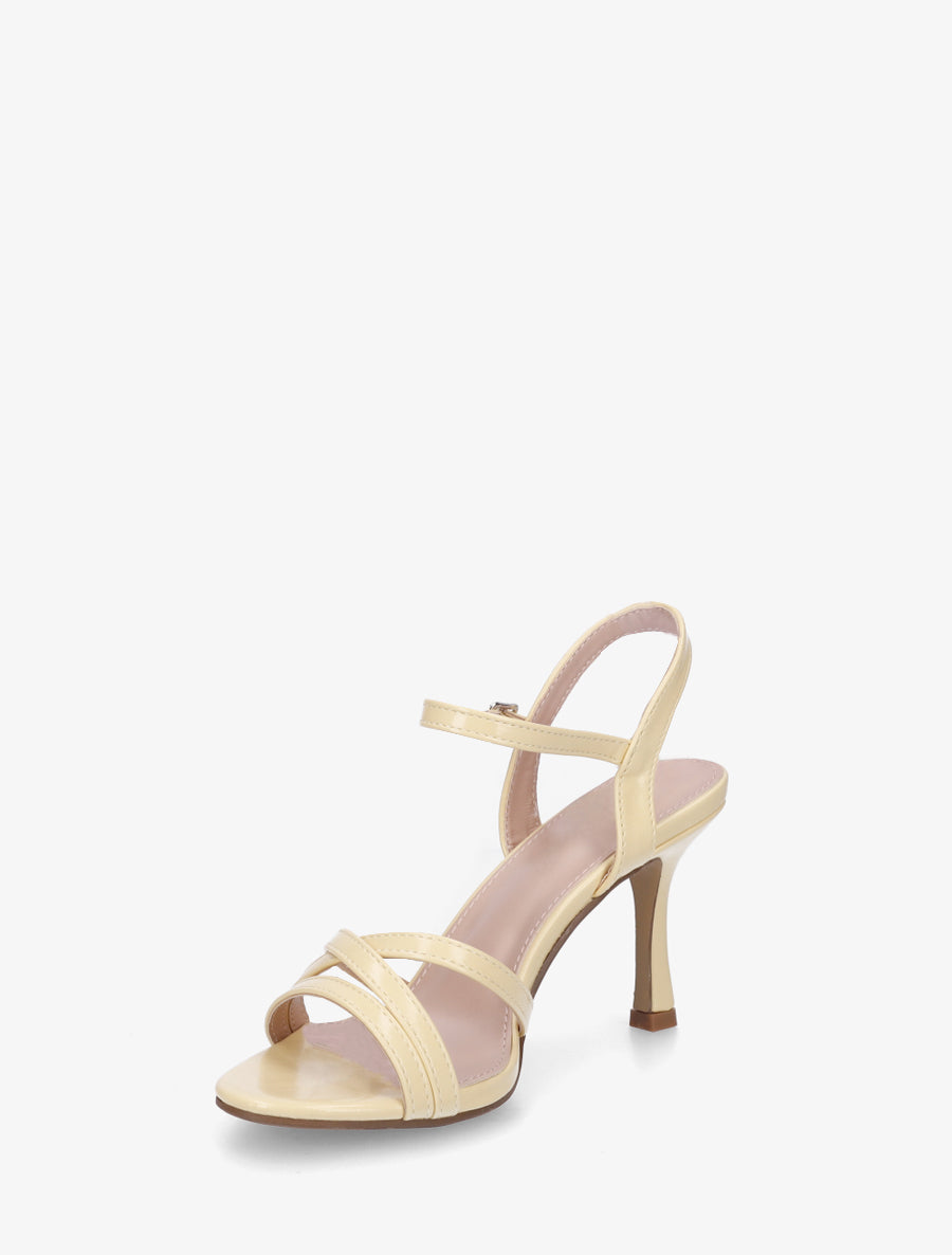 Sandales unies en simili à talon talus - Jaune - 3