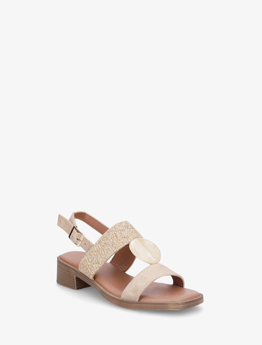 Sandales à empiècement bijou style pierre - Beige - 2