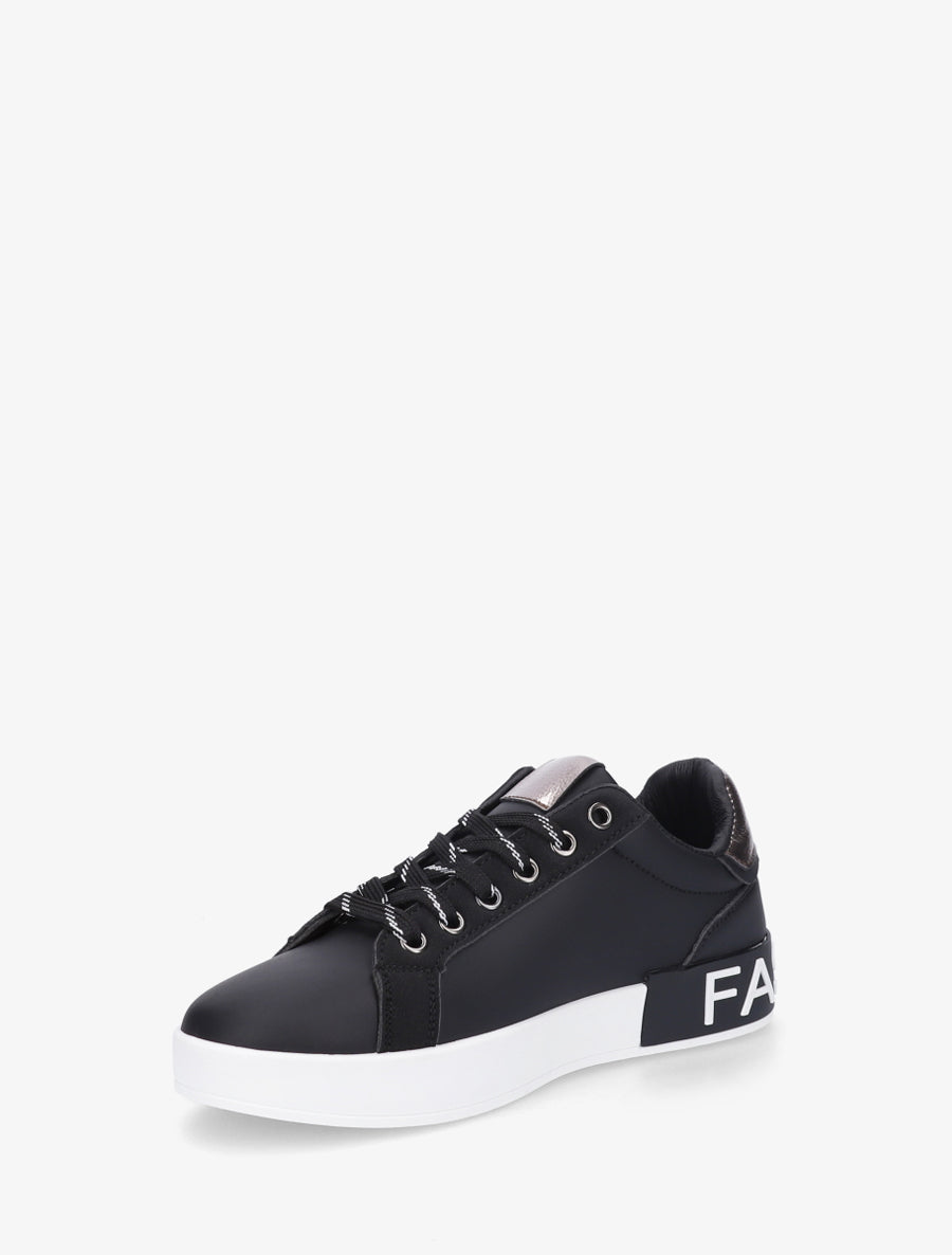 Baskets en simili à bande irisée et zip - Noir - 3