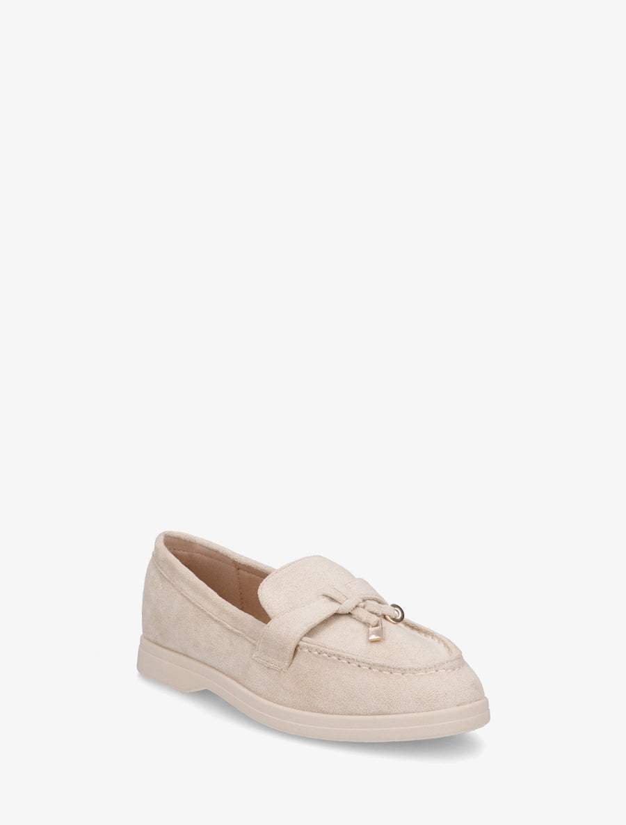 Mocassins en suédine à boucle décorative - Beige - 2