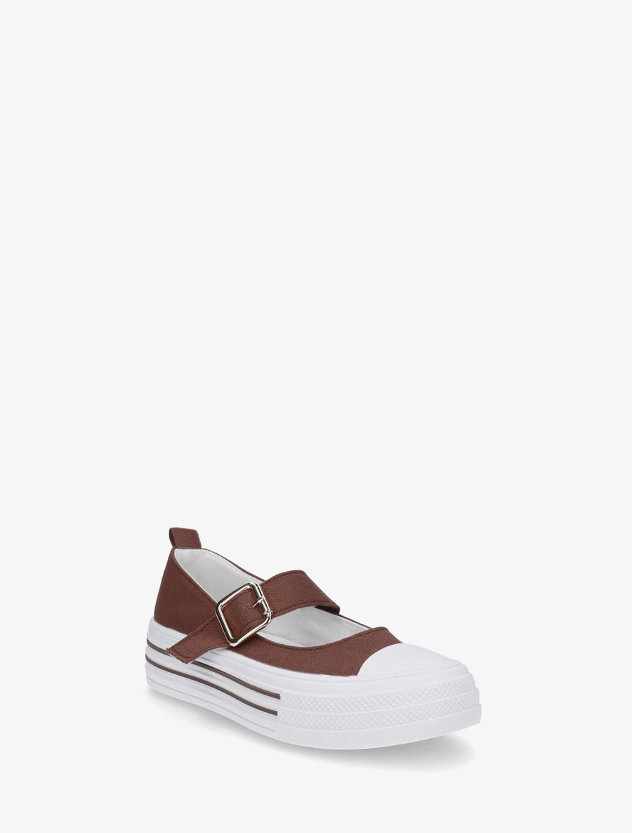 Ballerines style baskets à scratch - Marron - 2