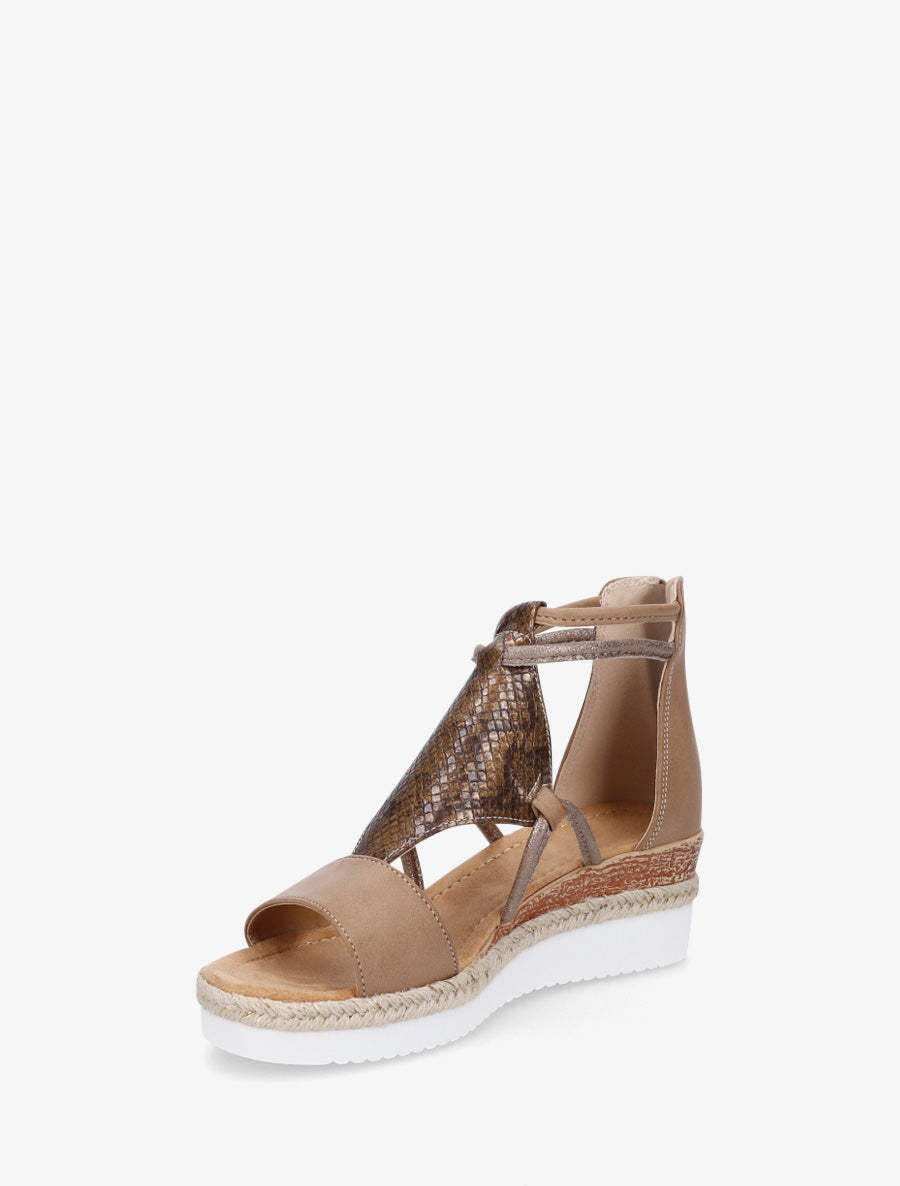 Sandales irisées à talon compensé - Taupe - 3