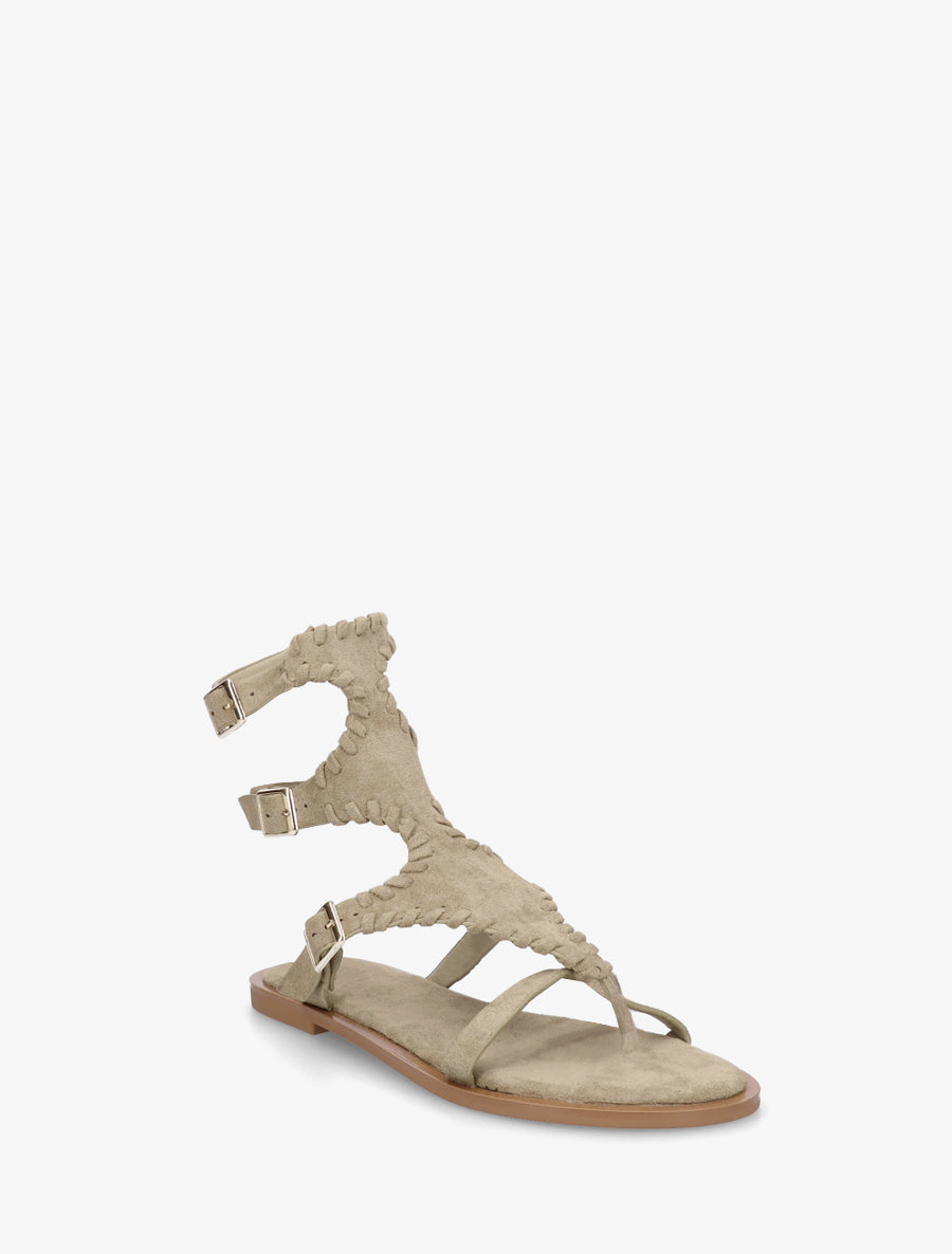 Sandales plates montantes à entre-doigt - Kaki - 2