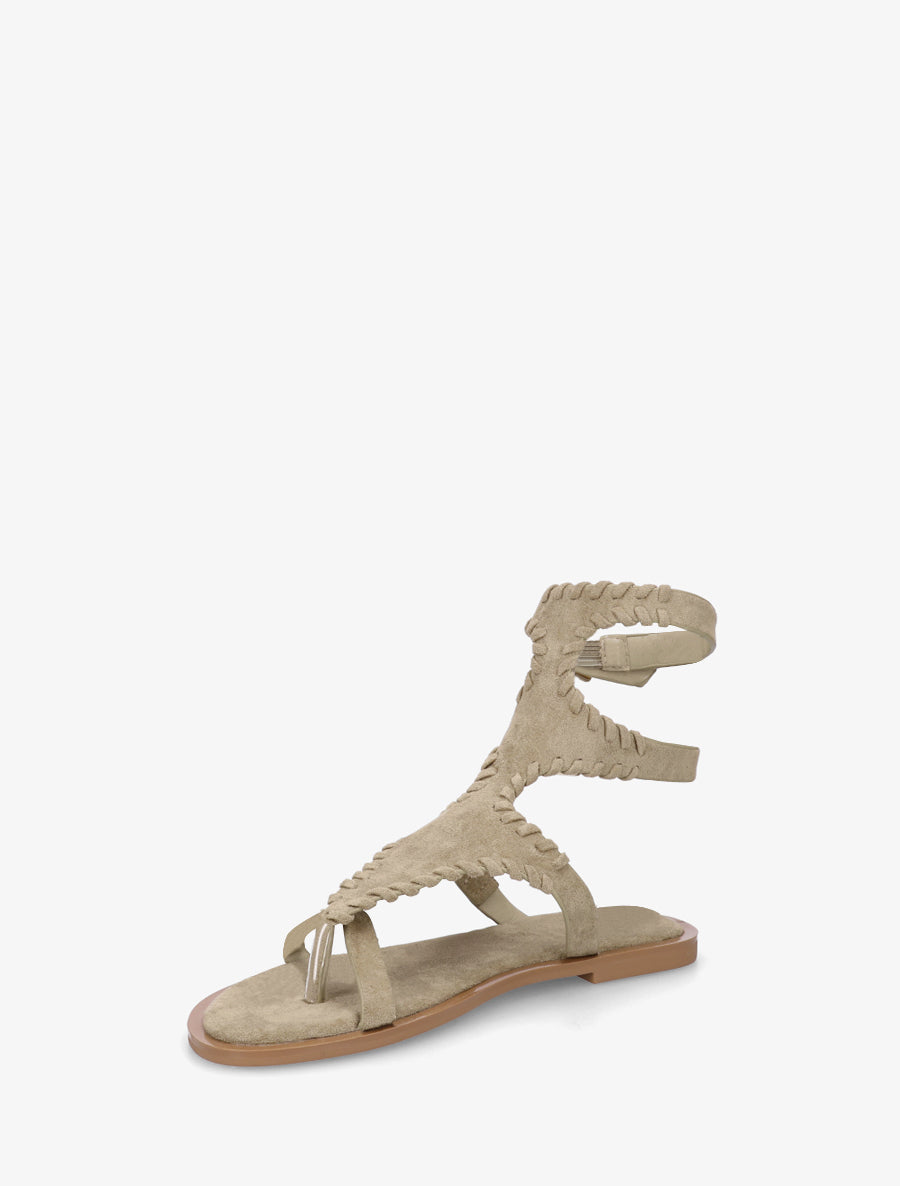 Sandales plates montantes à entre-doigt - Kaki - 3