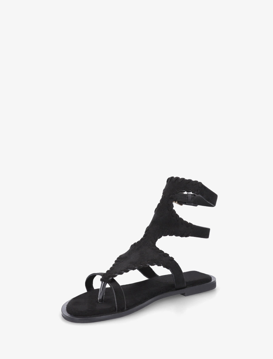 Sandales plates montantes à entre-doigt - Noir - 3