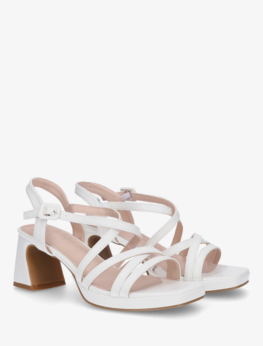 Sandales en simili à talon haut - Blanc - 4