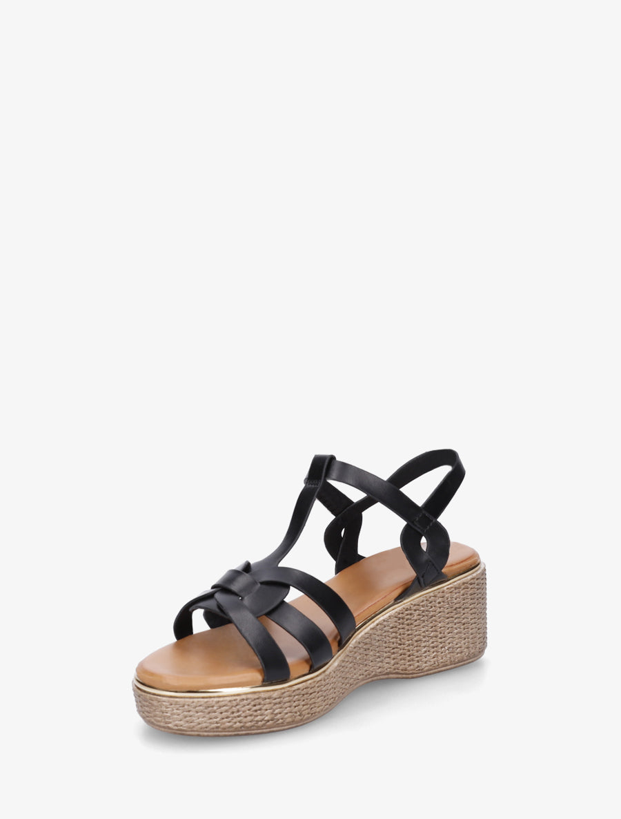 Sandales compensées style salomé - Noir - 3