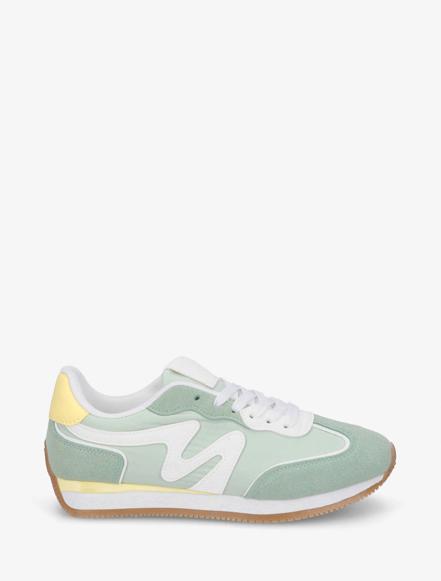 Sneakers à empiècement nubuck - Vert d&