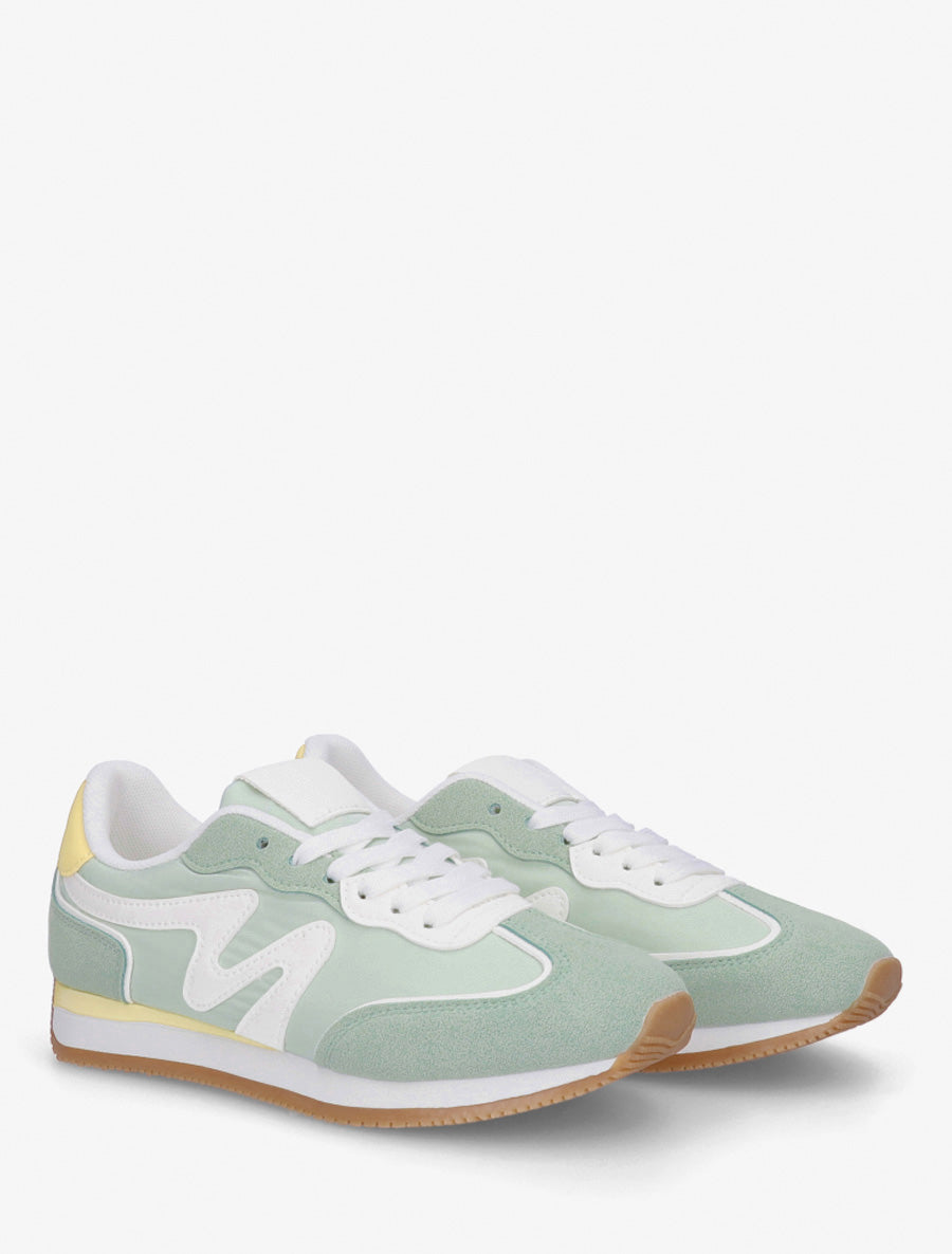 Sneakers à empiècement nubuck - Vert d&