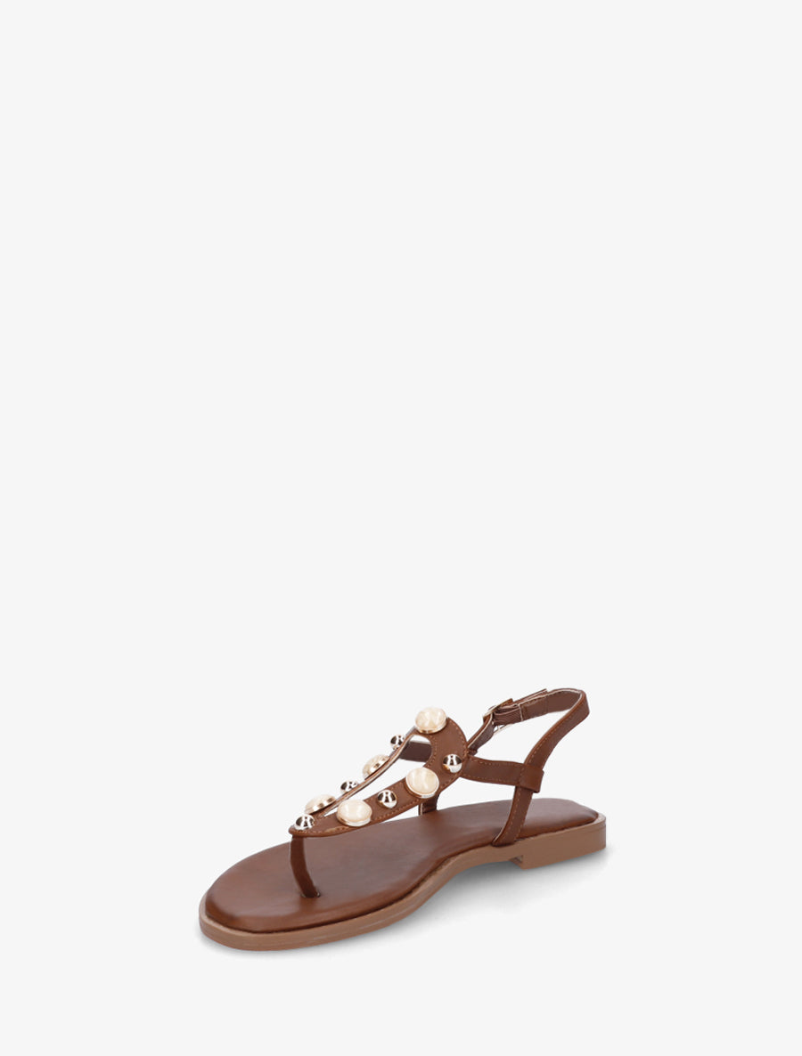 Nu-pieds à clous et bijoux marbrés - Marron - 3