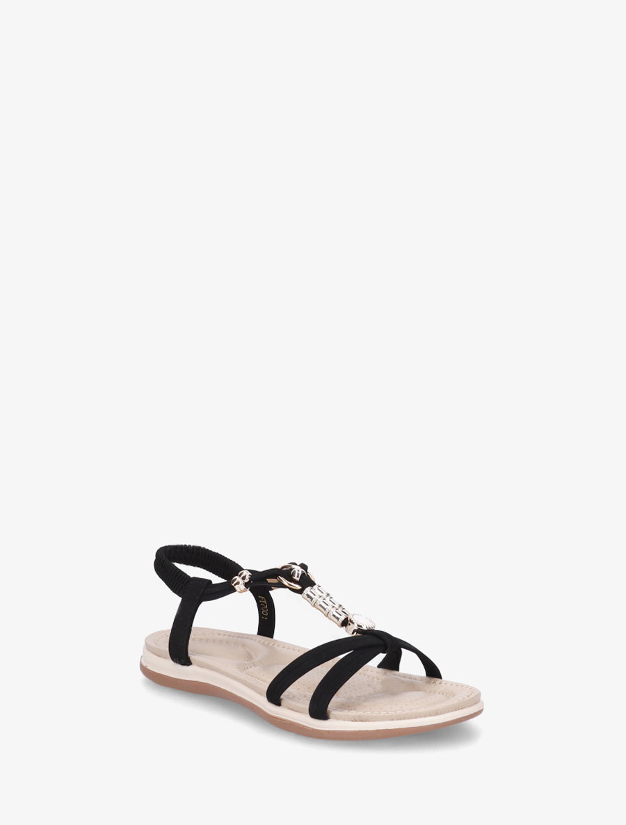 Nu-pieds à empiècement bijoux - Noir - 2
