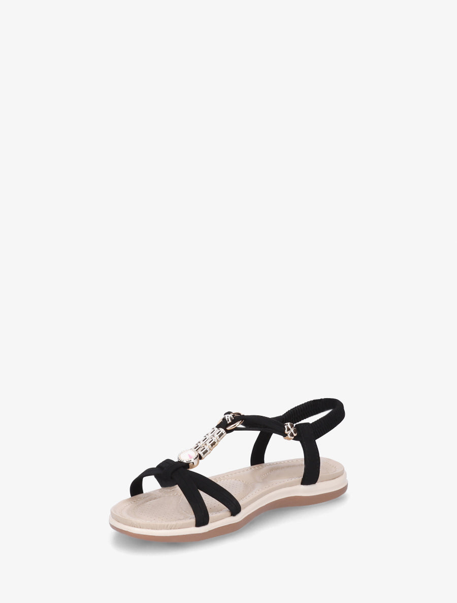 Nu-pieds à empiècement bijoux - Noir - 3