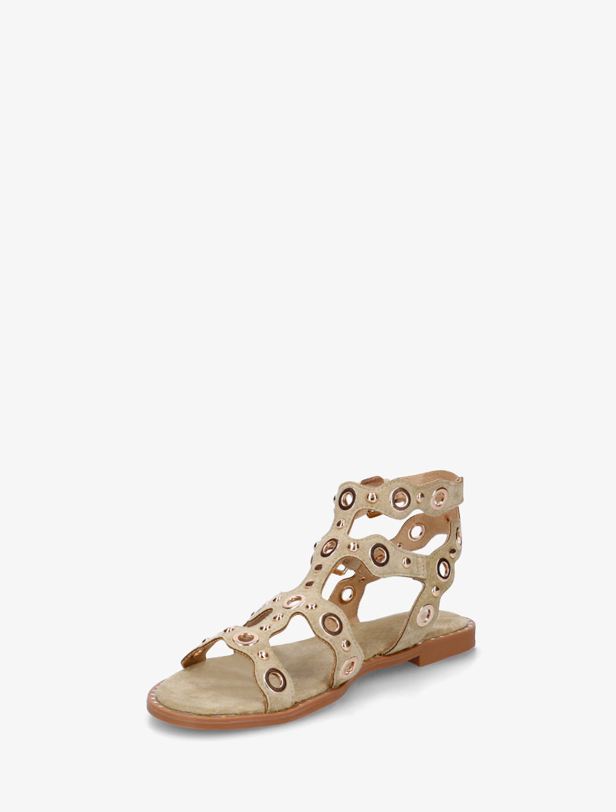 Nu-pieds style spartiates à œillets - Kaki clair - 3