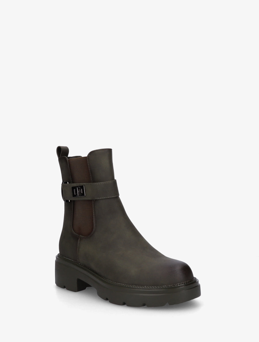 Bottines élastiquées à boucle décorative - Kaki - 2