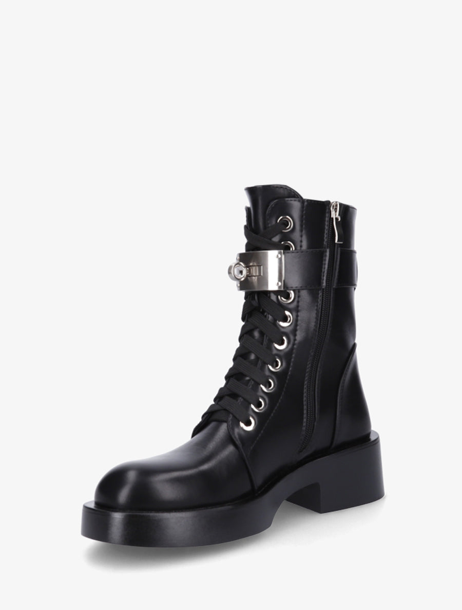 Boots style ranger à boucle décorative - Noir - 3