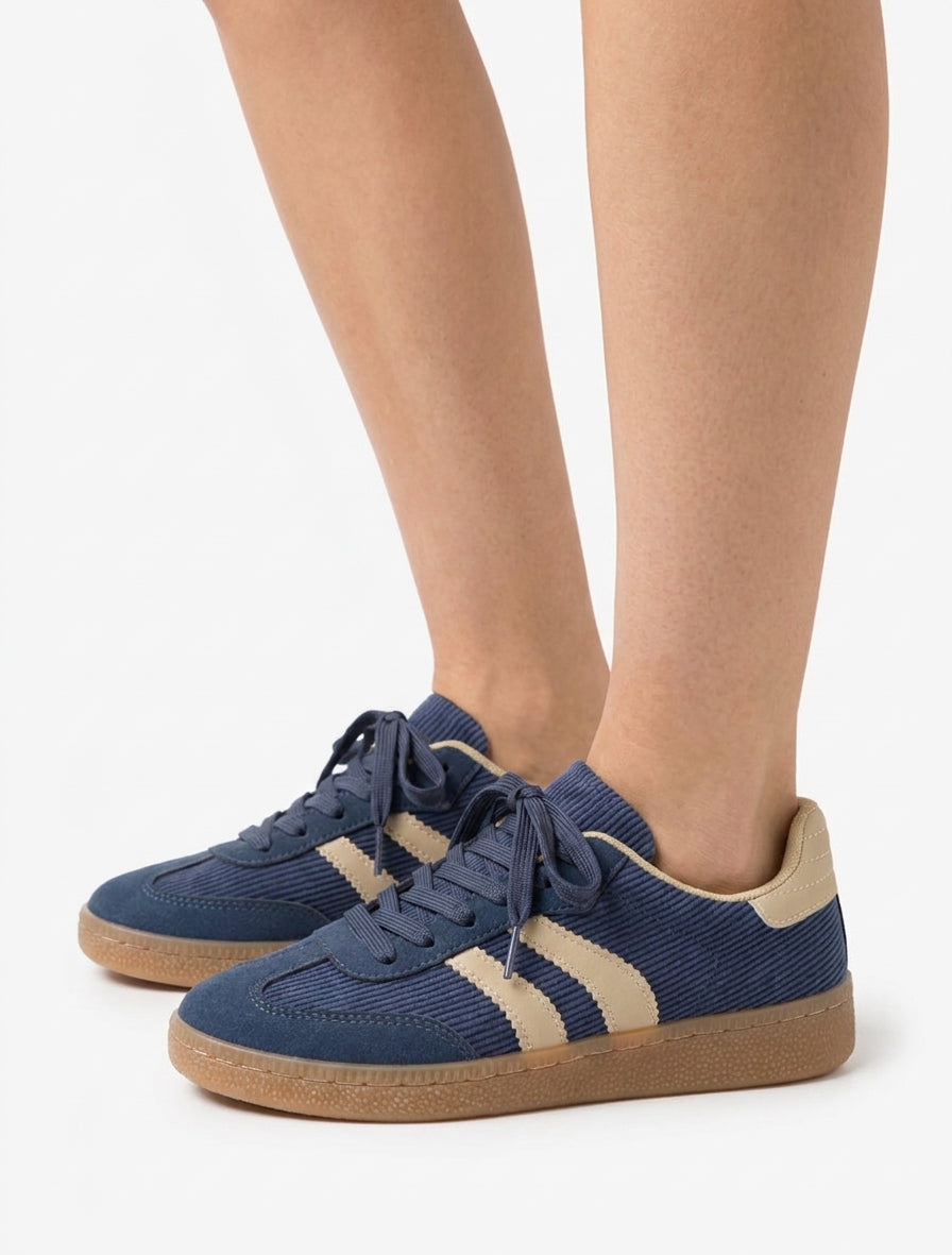 Sneakers en tissu côtelé - Bleu