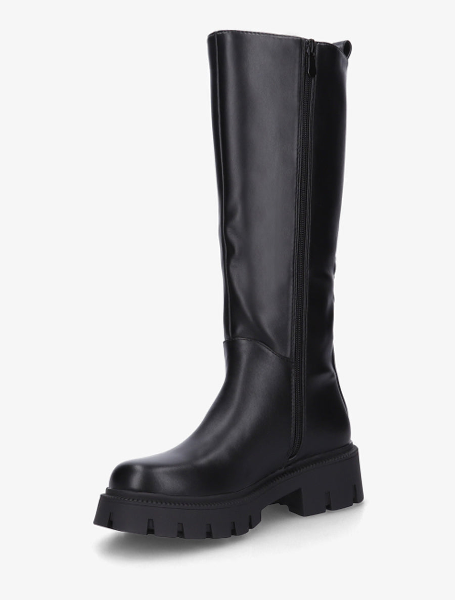 Bottes élastiquées en simili - Noir - 3