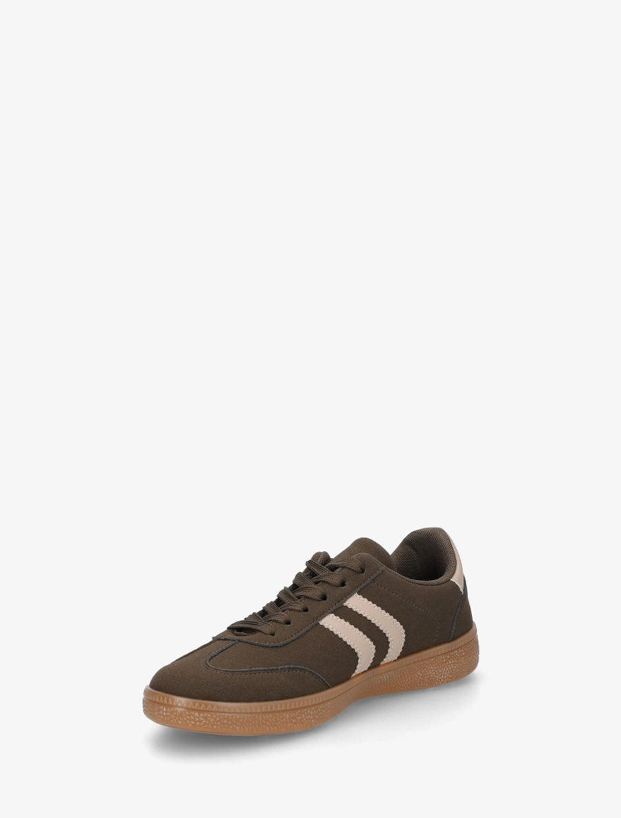 Sneakers effet nubuck à semelle caoutchouc - Kaki - 3