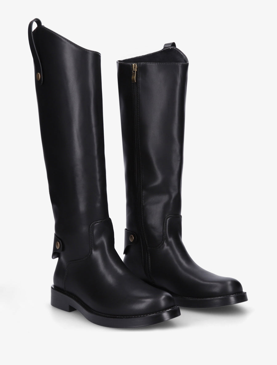 Bottes en simili à bout rond - Noir - 4