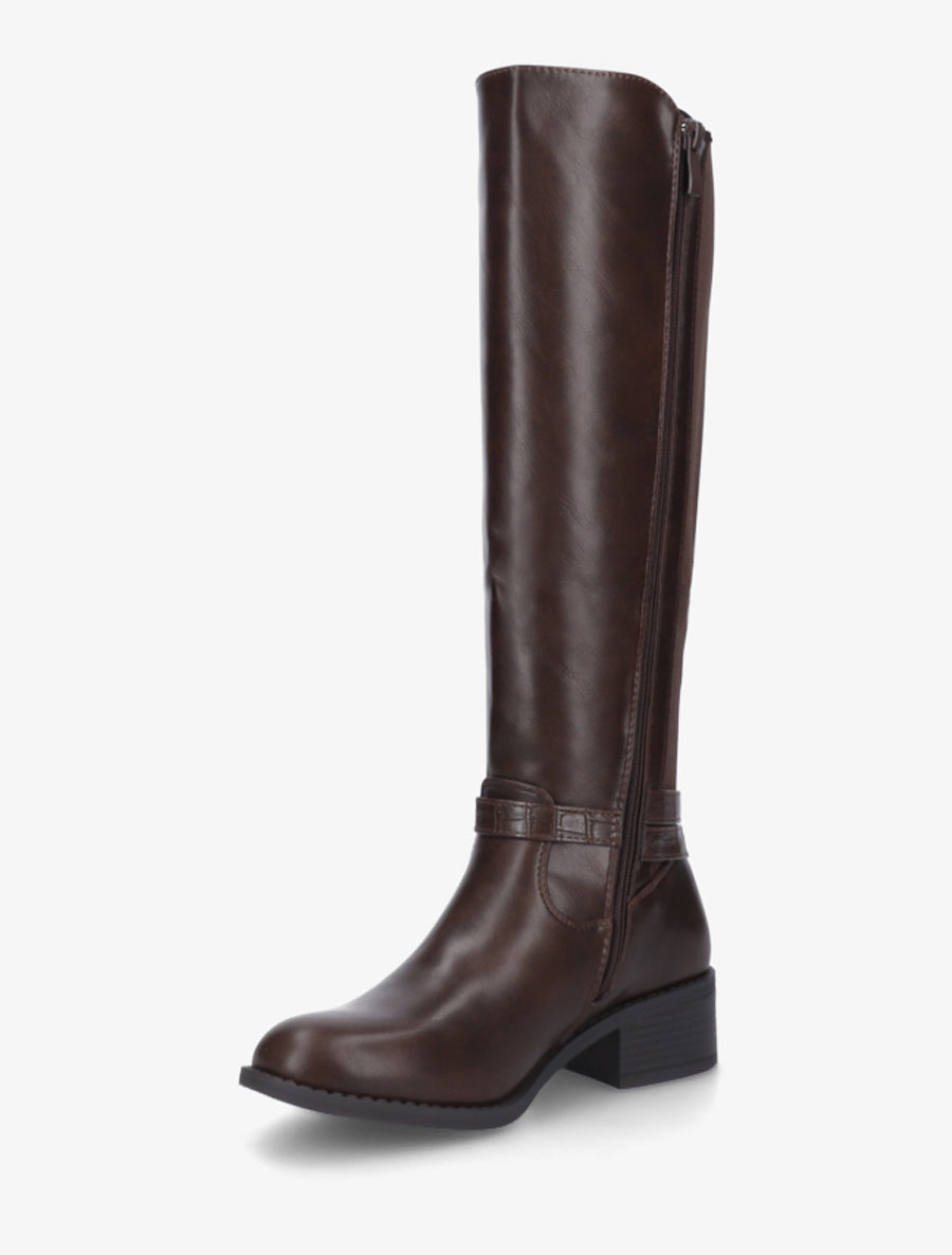 Bottes en simili style cavalière - Marron - 3