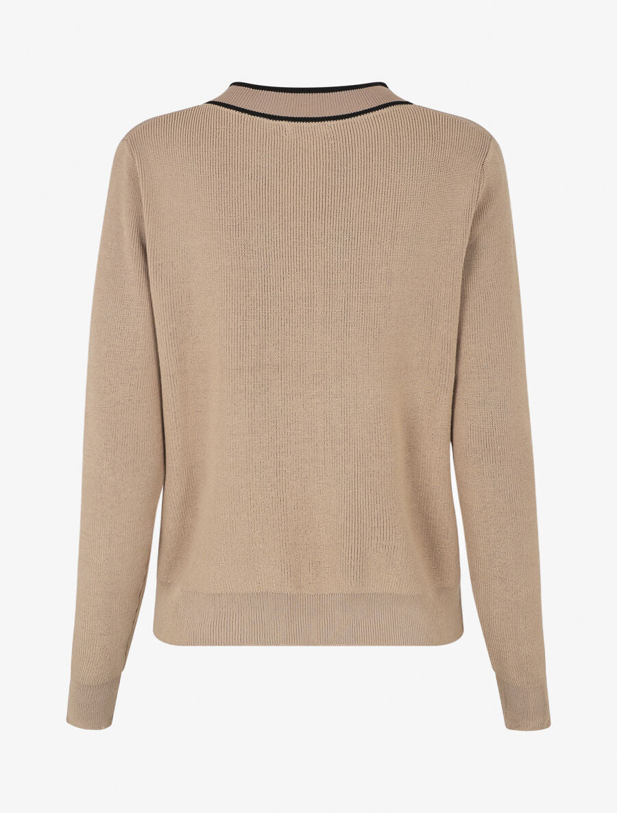 Pull à col V irisé - Beige - 2