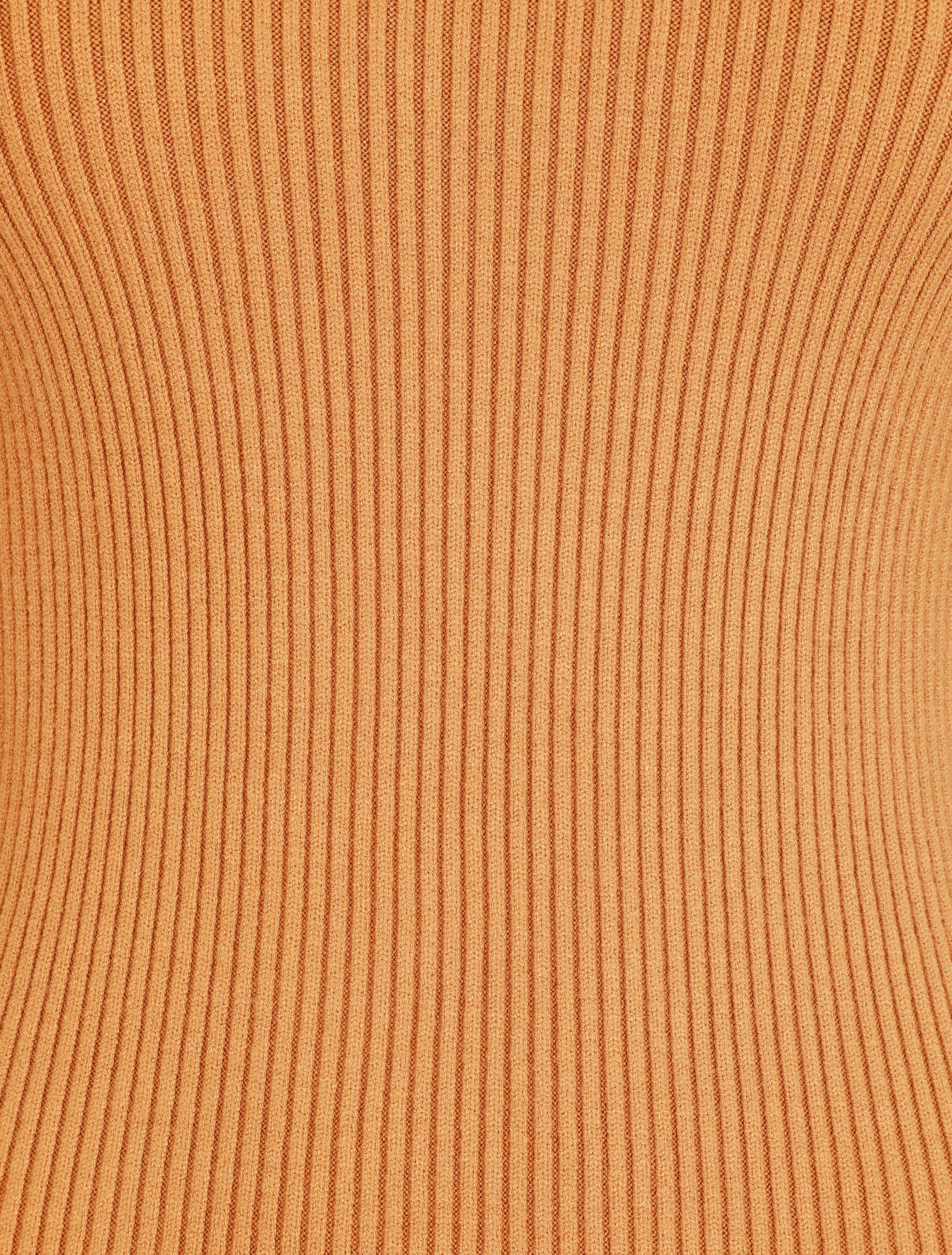 Pull ajusté côtelé à col montant - Ocre - 3