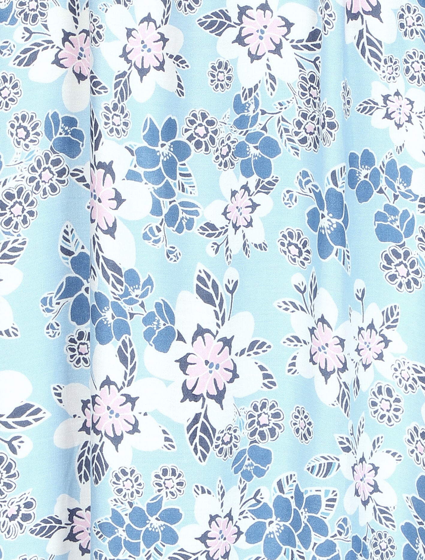 Robe longue bi-matière imprimé fleurs - Bleu ciel - 3