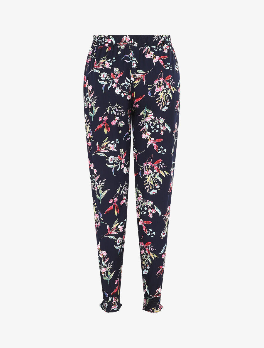 Pantalon style jogging imprimé fleuri - Marine - 2