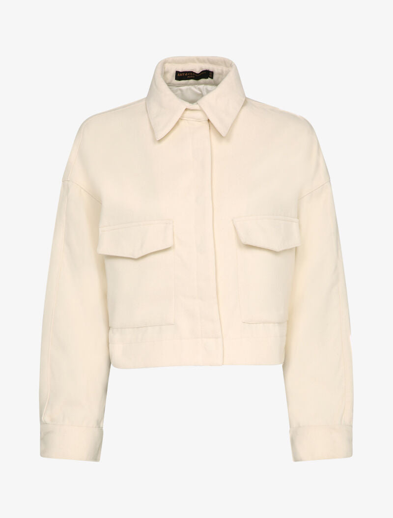 Veste courte et oversize en feutrine - Blanc - 4