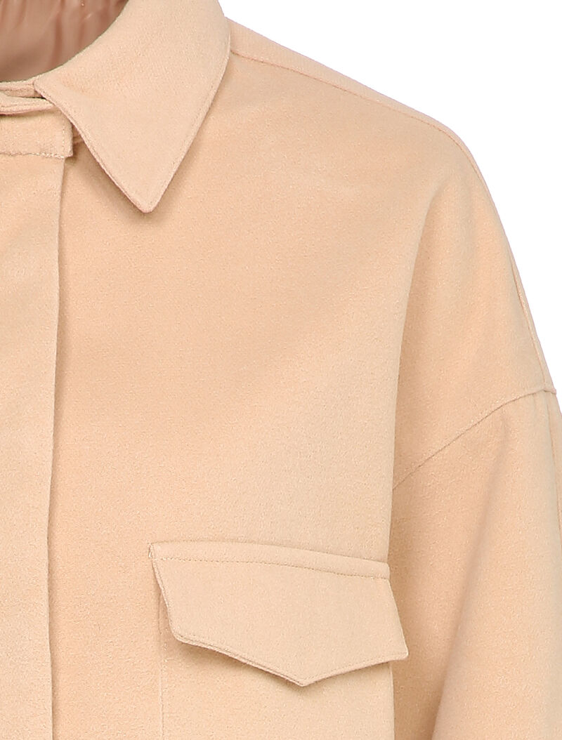 Veste courte et oversize en feutrine - Beige - 3