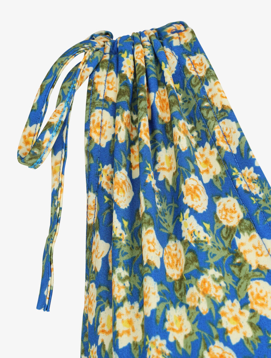 Robe longue à bretelles imprimé fleuri - Bleu - 4