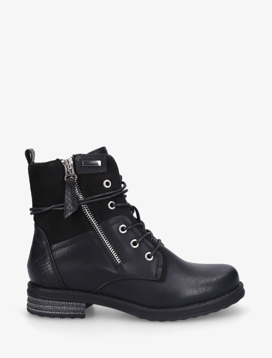 Bottines bi-matière à contrefort python - Noir - 1