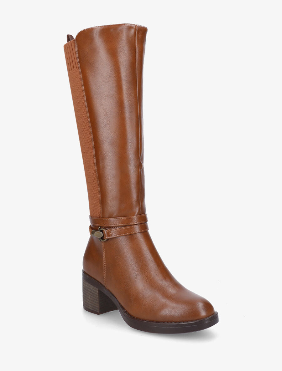 Bottes en simili à sangle tressée - Camel - 2