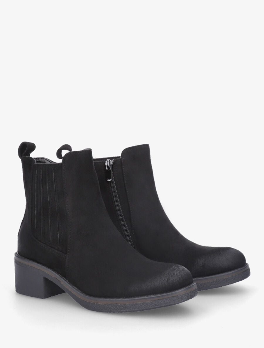 Bottines élastiquées unies en suédine - Noir - 4