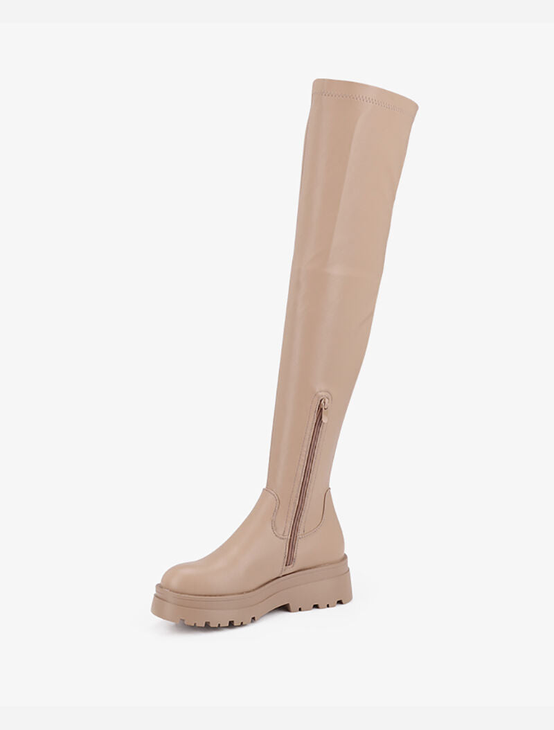 Cuissardes en simili à plateforme - Taupe - 3