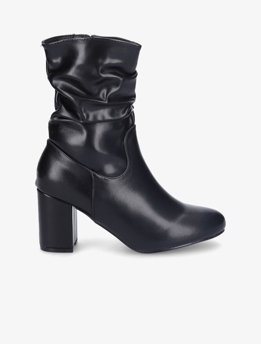 Bottines en simili à effet plissé - Noir - 2