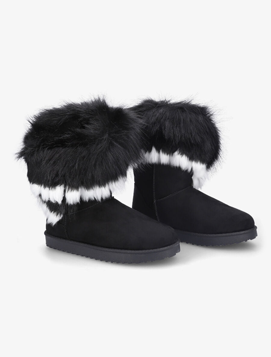 Boots à chevilles à fourrure asymétrique - Noir - 4