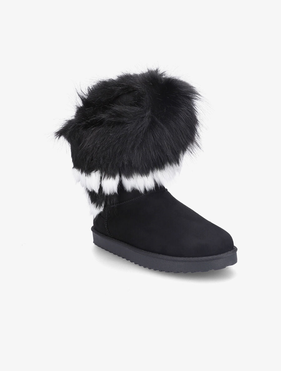 Boots à chevilles à fourrure asymétrique - Noir - 2