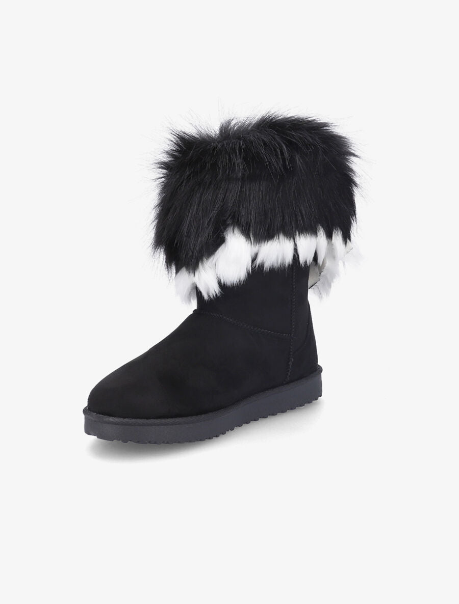 Boots à chevilles à fourrure asymétrique - Noir - 3