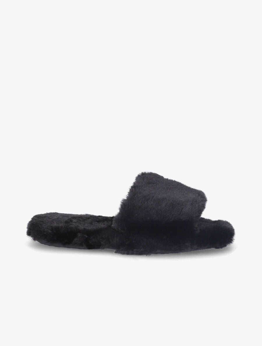 Claquettes en fourrure synthétique - Noir - 1