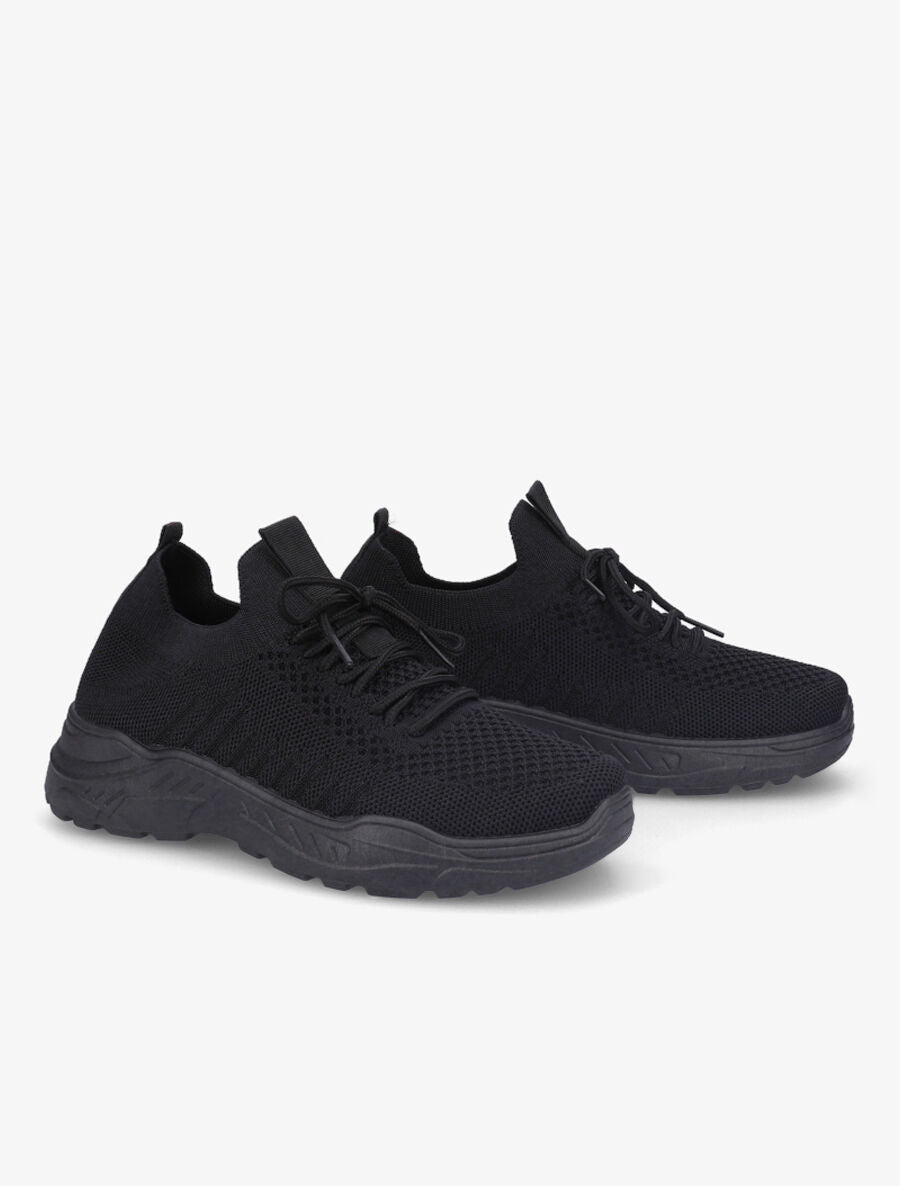 Sneakers à lacets en mesh - Noir - 4