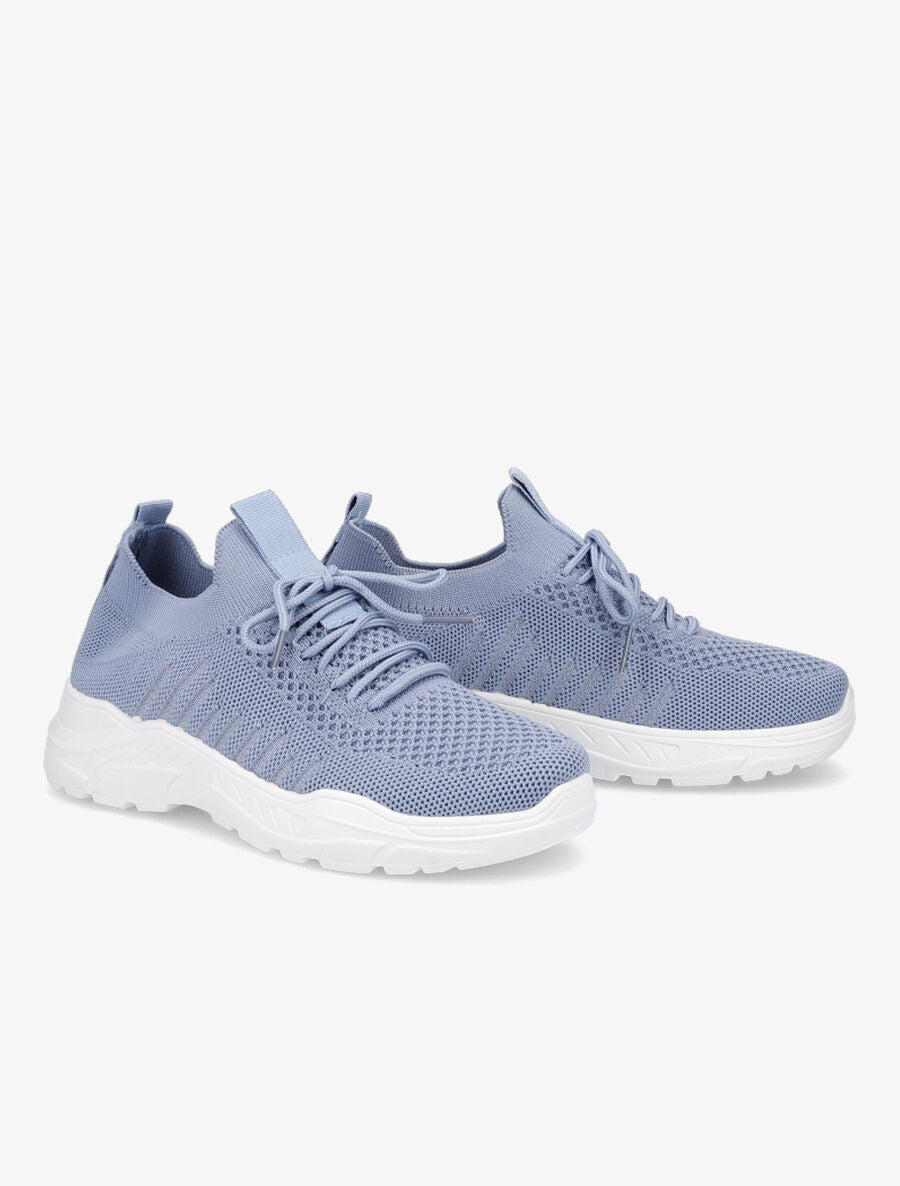 Sneakers à lacets en mesh - Bleu - 4
