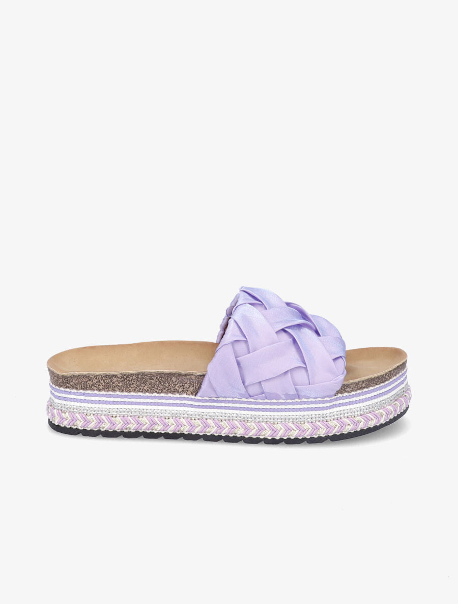 Claquettes en simili à plateforme stylisée - Lilas - 3