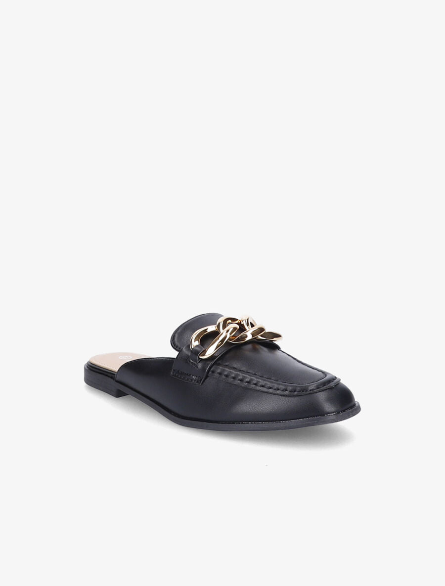 Mules style mocassin à chaîne - Noir - 2